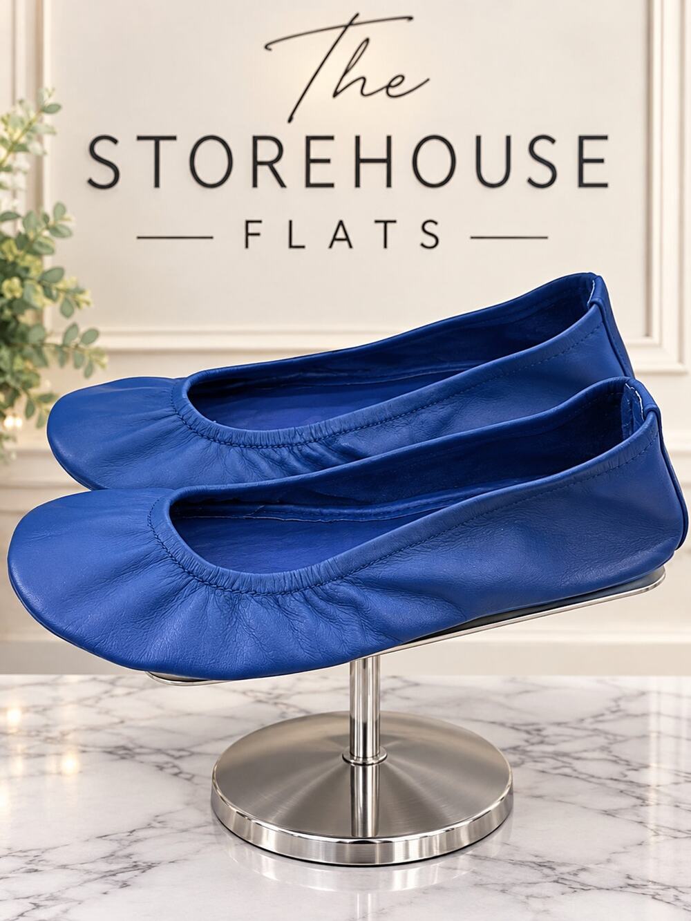 The Storehouse Flats Blue Leather Foldable Ballet Flats Women’s Size 6
